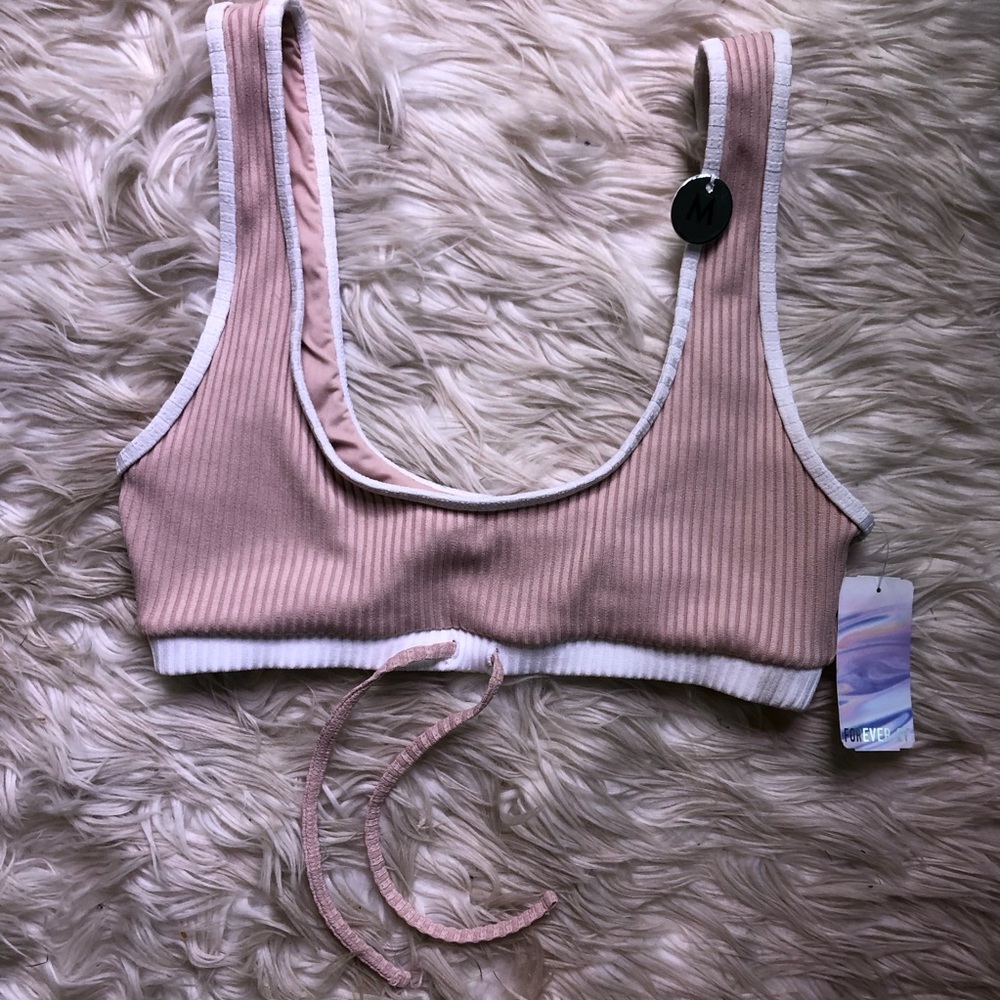 Forever 21 pink and white bathing suit top M
